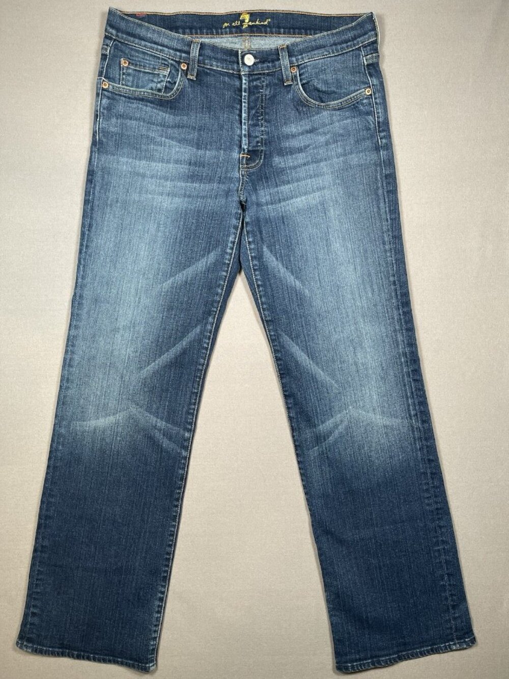 7 For All Mankind Relaxed Fit Button Fly Blue Jeans - Men Size 32 X 31